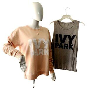 Ivy Park Logo Pink Sweatshirt Gray Logo Sleeveless Tee Womens Medium Small 2 Pc